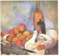 Stillleben mit Flaschen und Äpfeln Paul Cezanne